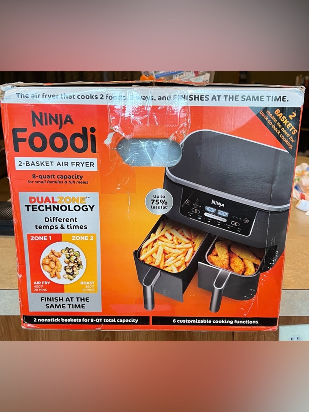 Ninja Foodi 2-Basket Air Fryer – Black and Orange